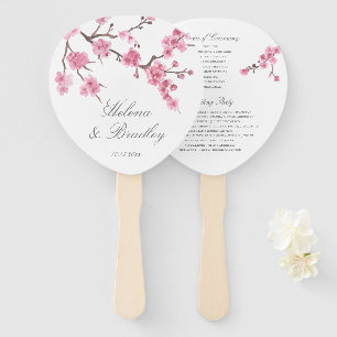 Éventail Fleur de cerisier   Rose   Programme de mariage