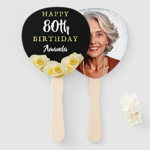 Éventail Fleur de rose jaune Floral 80e anniversaire Photo
