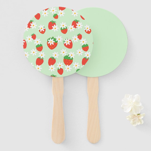 Éventail Fleur Fleur Motif de fraise Fleur marron (Devant et derrière)