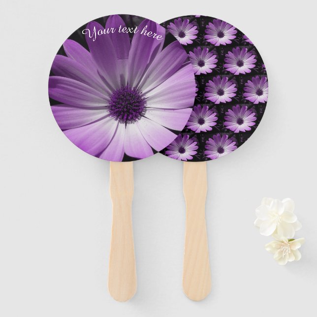 Éventail Fleur marguerite violet Fleur personnalisée Ventil (Devant et derrière)