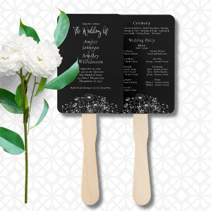Éventail Fleur sauvage Black White Botanical Floral Program
