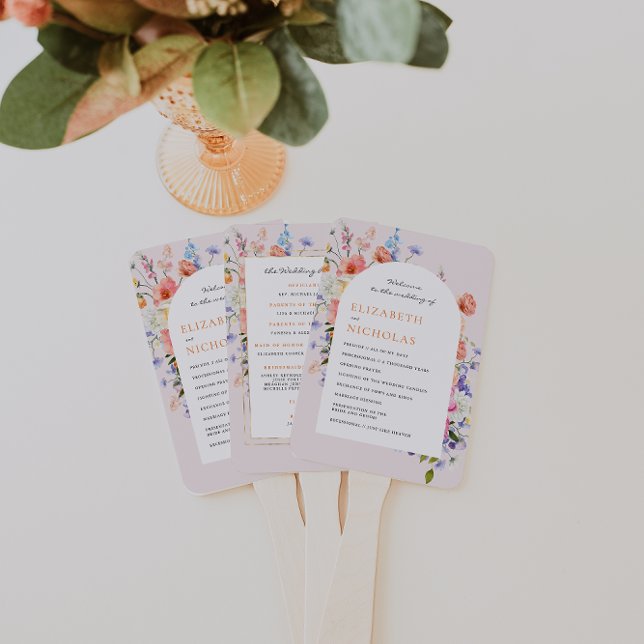 Éventail Fleur sauvage Boho | Programme de mariage floral (Créateur téléchargé)