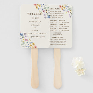 Éventail Fleur sauvage pastel beige