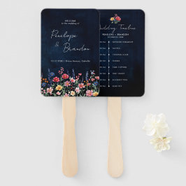 Éventail Fleur sauvage Rustic Floral Navy Mariage Timeline