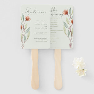 Éventail Fleurs d'aquarelle vert pastel