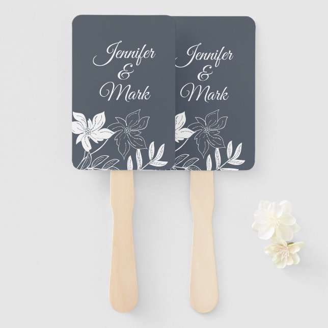 Éventail Fleurs De Printemps Modernes. Couple Noms Typograp (Devant et derrière)