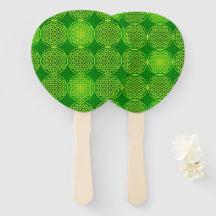 Éventail FLEURS DE VIE - mélange vert motif