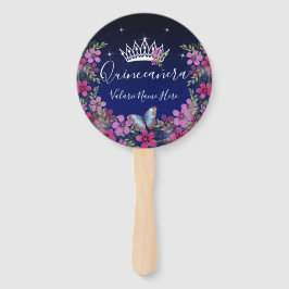 Éventail Fleurs et papillon Quinceanera Ventilateur à main