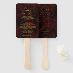 Éventail Fleurs rouges romantiques de jardin sombre mariage