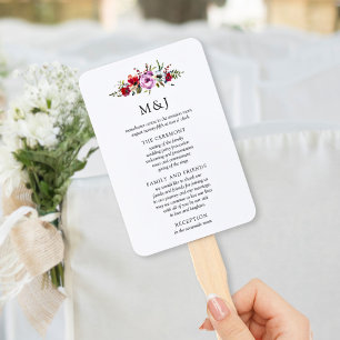 Éventail Fleurs sauvages et Romance Programme de mariage Ve