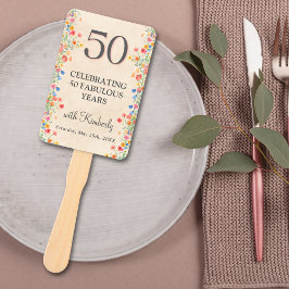 Éventail Floral 50e anniversaire Custom 50 ans moderne chic