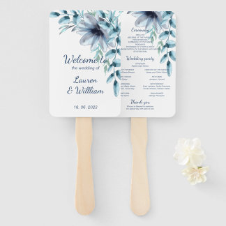 Éventail Floral marine bleu-duvet