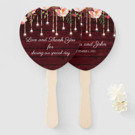 Éventail Floral Maroon en bois Mariage rustique