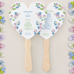 Éventail Forget-Me-Nots Programme de mariage bleu et rose
