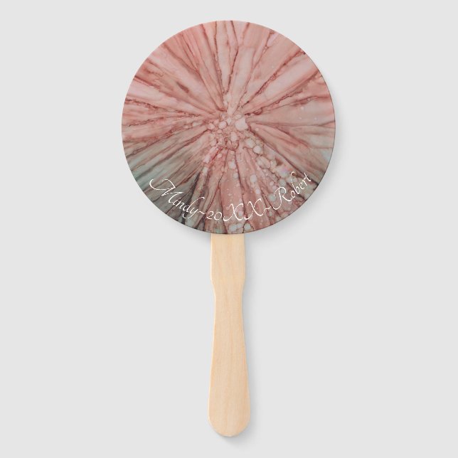 Éventail Forme : Ventilateur à main ronde "Fleurs Pinkish" (Devant)