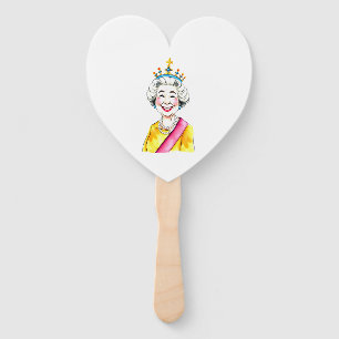 Éventail Funny Cartoon Queen Elizabeth II Royal Portrait