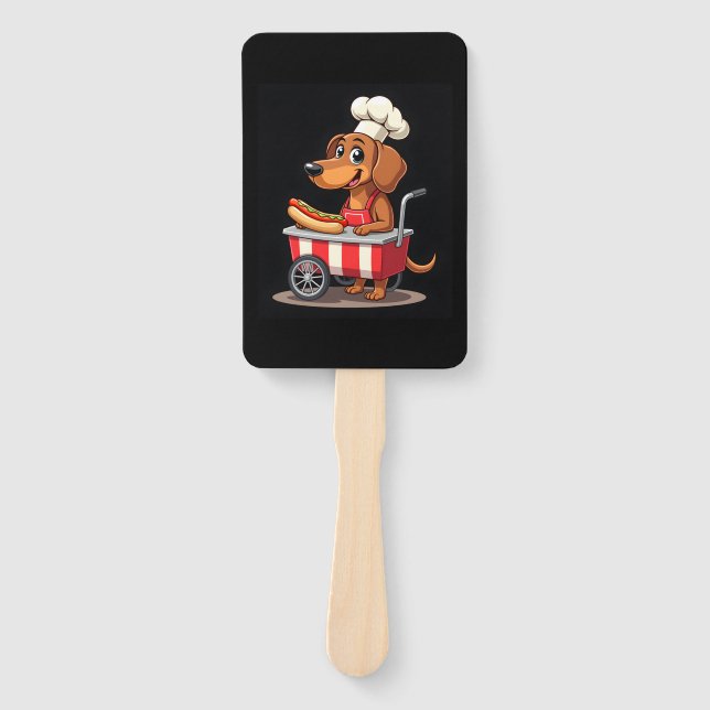 Éventail Funny Dachshund Chien Hotdog Sandwich Weenie Sauci (Devant)