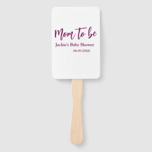 Éventail Futur maman baby shower nom date rose simple minim