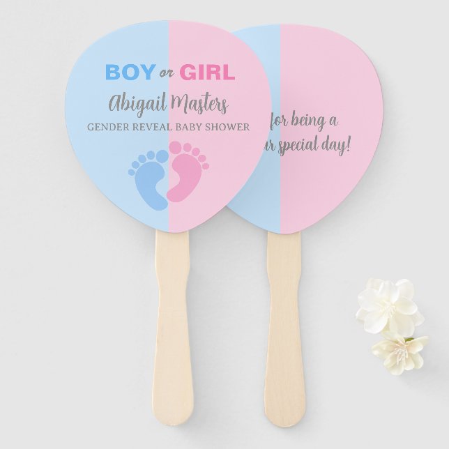 Éventail Garçon ou fille Révélation de genre Baby shower Pi (Devant et derrière)
