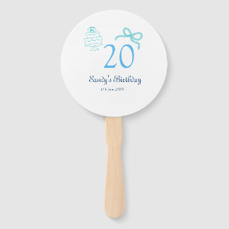 Éventail Gâteau à ruban bleu pour 20e anniversaire nom date