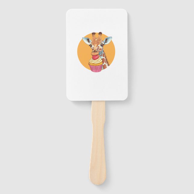 Éventail Giraffe Avec Cupcake (Devant)