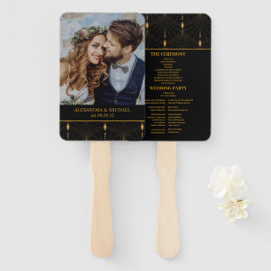 Éventail Glam Art Déco Black Gatsby 1920 Style Mariage