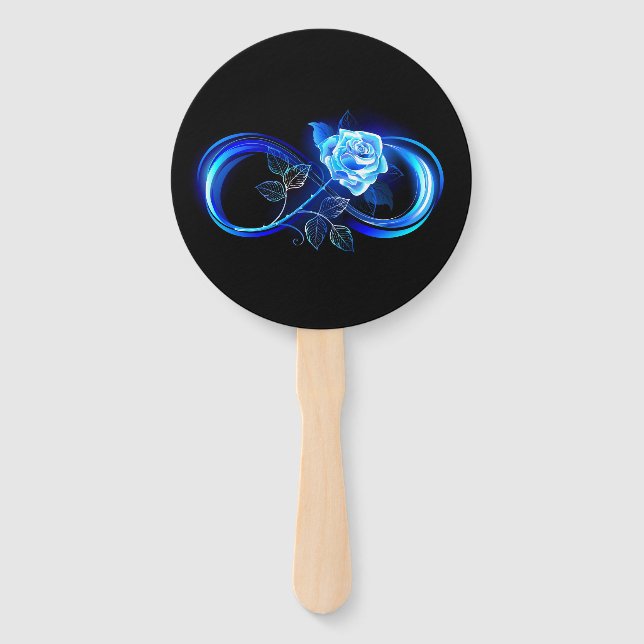 Éventail Glowing infinity with blue rose (Devant)