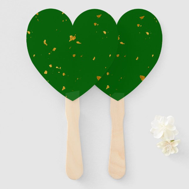 Éventail Gold Flakes sur Emerald Green (Devant et derrière)
