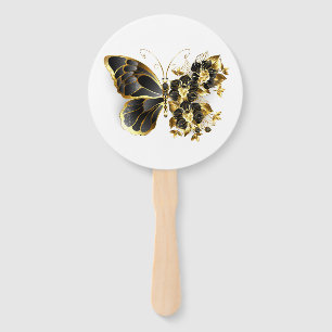 Éventail Gold flower Butterfly with Black Orchid