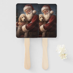 Éventail Goldendoodle avec le Père Noël Festif Noël
