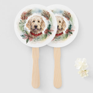 Éventail Goldendoodle Christmas Wreath Festive Pup