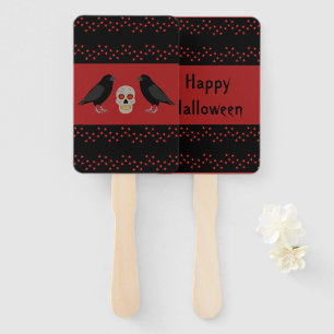Éventail Gothique crâne et gardien Ravens Halloween Custom