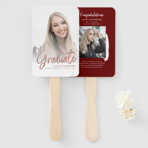 Éventail Graduation 2025 Photo White Rose Gold Script Grad