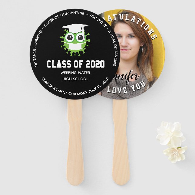 Éventail Graduation personnalisée 2020 (Devant et derrière)