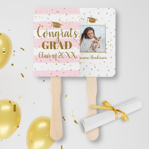 Éventail Graduation Photo Gold Parties scintillant Stripe P
