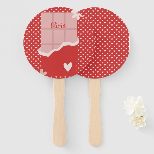 Éventail Gras Red Heart Love Design - Parfait pour Gi perso (Devant et derrière)