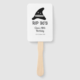Éventail Gray black RIP 30's 40th birthday witch hat hallow