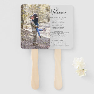 Éventail Gris Photo Classic Custom Wedding Programme