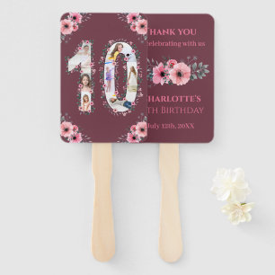 Éventail Gros 10e anniversaire fille photo Collage Fleur ro