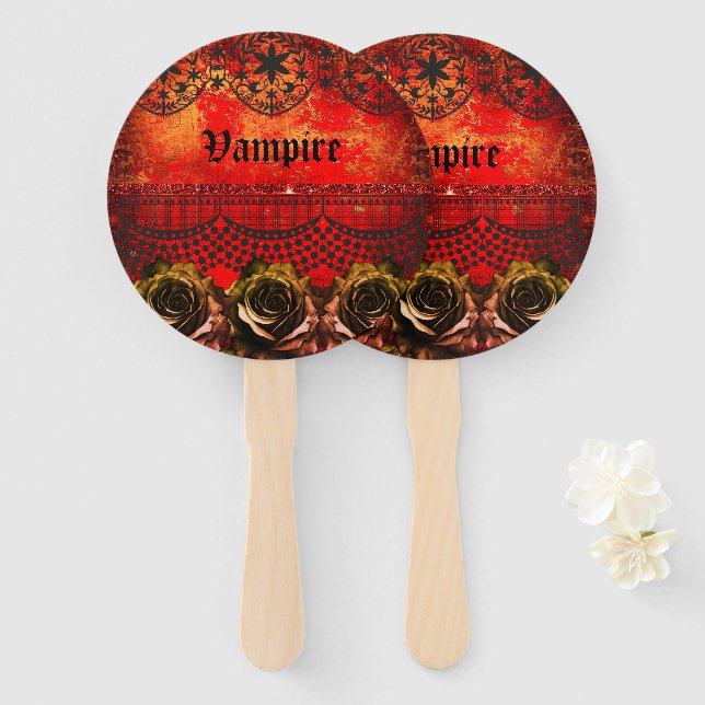 Éventail Halloween éffrayant vampire (Devant et derrière)
