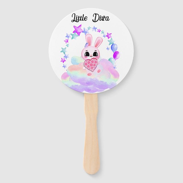 Éventail  Happiness magic sweet bunny in the rainbow (Devant)