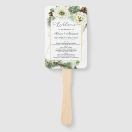 Éventail Hiver Rose Pine Holly Programme de mariage Hand Fa