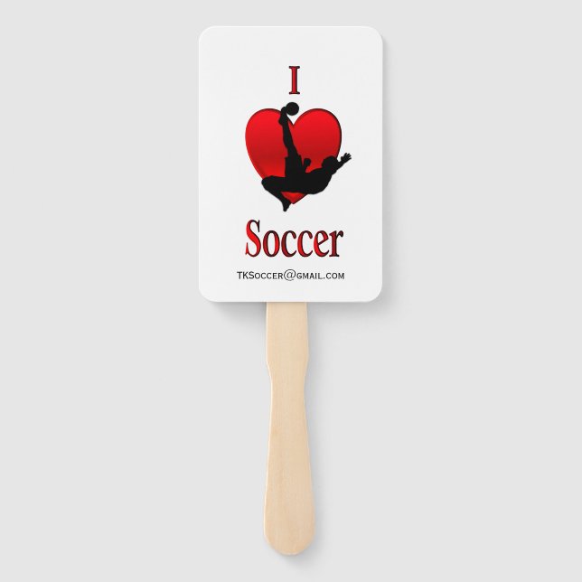 Éventail I Heart Soccer avec courriel ou nom de l'équipe (Dos)