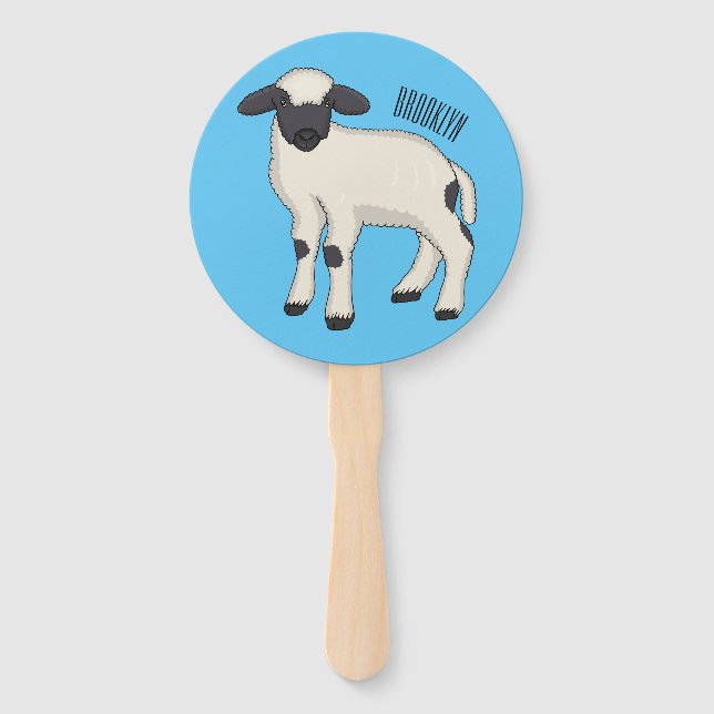 Éventail Illustration de la caricature de mouton Valais Bla (Devant)