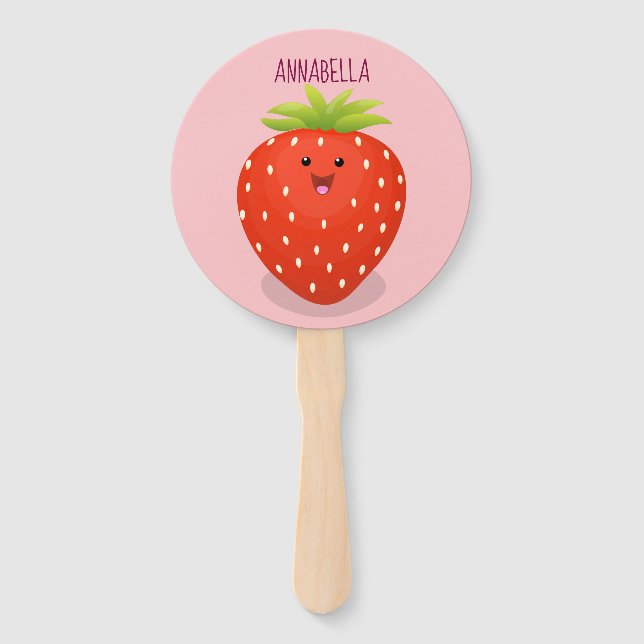 Éventail Illustration de la fraise Cute kawaii (Devant)