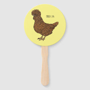 Éventail Illustration de poulet à la polis chamois