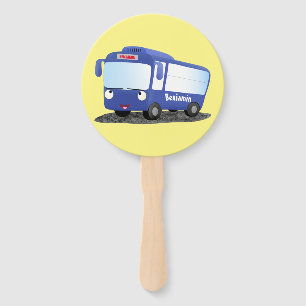 Éventail Illustration d'un bus moderne bleu mignon