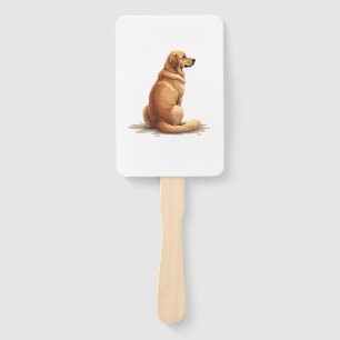 Éventail Illustration d'un Golden Retriever vu de dos pour