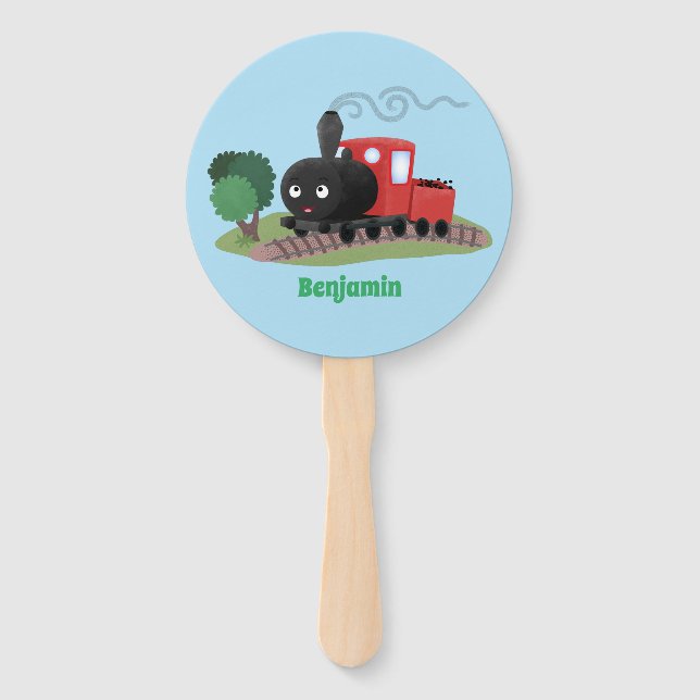 Éventail Illustration d'une locomotive à vapeur mûre (Devant)