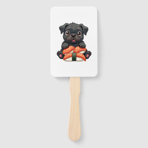 Éventail Illustration vectorielle de sushi de pug noir mign